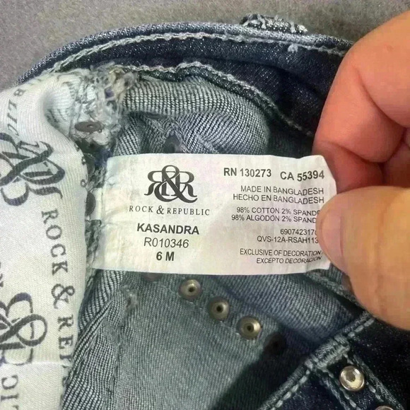 Rock & Republic Kasandra Jeans women’s 6M embroidered Embellished Denim (0243) - Picture 3 of 11